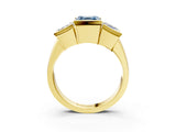 Yellow gold Three Stone Fancy Blue Asscher Cut Cut Channel Set Diamond Ring_3