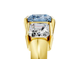 Yellow gold Three Stone Fancy Blue Asscher Cut Cut Channel Set Diamond Ring_5