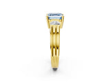 Yellow gold Three-Stone Fancy Blue Asscher Cut Cut Classic Band Prong Setting Ring_2