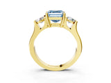Yellow gold Three-Stone Fancy Blue Asscher Cut Cut Classic Band Prong Setting Ring_3