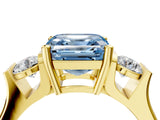 Yellow gold Three-Stone Fancy Blue Asscher Cut Cut Classic Band Prong Setting Ring_4