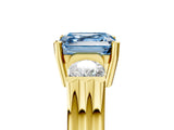 Yellow gold Three-Stone Fancy Blue Asscher Cut Cut Classic Band Prong Setting Ring_5