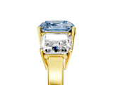 Yellow gold Three-Stone Fancy Blue Asscher Cut Cut Diamond Engagement Ring with Flat Band and Four-Prong Setting_17