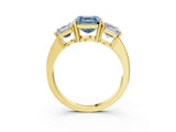 Yellow gold Three-Stone Fancy Blue Asscher Cut Cut Diamond Engagement Ring with Flat Band and Four-Prong Setting_3