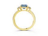 Yellow gold Three-Stone Fancy Blue Asscher Cut Cut Diamond Pavé Band with Prong Setting_18