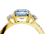 Yellow gold Three-Stone Fancy Blue Asscher Cut Cut Diamond Pavé Band with Prong Setting_19