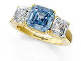 Yellow gold Three-Stone Fancy Blue Asscher Cut Cut Diamond Ring with Channel Set Band and Four-Prong Setting_25