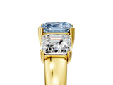 Yellow gold Three-Stone Fancy Blue Asscher Cut Cut Diamond Ring with Channel Set Band and Four-Prong Setting_5