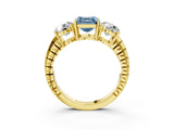 Yellow gold Three-Stone Fancy Blue Asscher Cut Cut Diamond Ring with Channel-Set Band and Prong Setting_15