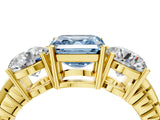 Yellow gold Three-Stone Fancy Blue Asscher Cut Cut Diamond Ring with Channel-Set Band and Prong Setting_16