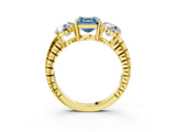 Yellow gold Three-Stone Fancy Blue Asscher Cut Cut Diamond Ring with Channel-Set Band and Prong Setting_3