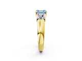 Yellow gold Three-Stone Fancy Blue Asscher Cut Cut Diamond Ring with Prong Setting and Classic Band_2