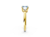 Yellow gold Three-Stone Fancy Blue Asscher Cut Cut Diamond Ring with Trillion Side Stones and Four-Prong Setting_5