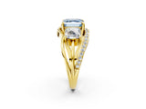 Yellow gold Three-Stone Fancy Blue Asscher Cut Cut Diamond Split Shank Prong Set Ring_14