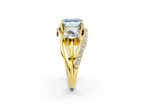 Yellow gold Three-Stone Fancy Blue Asscher Cut Cut Diamond Split Shank Prong Set Ring_2