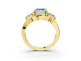 Yellow gold Three-Stone Fancy Blue Asscher Cut Cut Diamond Split Shank Prong Set Ring_3