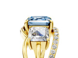 Yellow gold Three-Stone Fancy Blue Asscher Cut Cut Diamond Split Shank Prong Set Ring_5