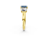 Yellow gold Three-Stone Fancy Blue Asscher Cut Cut Solitaire Ring with Classic Prong Setting_2