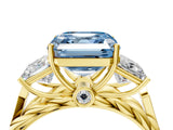 Yellow gold Three-Stone Fancy Blue Asscher Cut Diamond Braided Band Ring with Four-Prong Setting_55