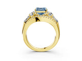 Yellow gold Three-Stone Fancy Blue Asscher Cut Diamond Engagement Ring with Pave Band and Prong Setting_15