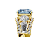 Yellow gold Three-Stone Fancy Blue Asscher Cut Diamond Engagement Ring with Pave Band and Prong Setting_17