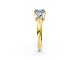 Yellow gold Three-Stone Fancy Blue Asscher Cut Diamond Engagement Ring with Prong Setting_5