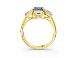 Yellow gold Three-Stone Fancy Blue Asscher Cut Diamond Engagement Ring with Prong Setting_6