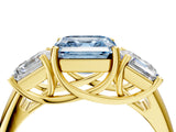 Yellow gold Three-Stone Fancy Blue Asscher Cut Diamond Engagement Ring with Prong Setting_7