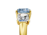 Yellow gold Three-Stone Fancy Blue Asscher Cut Diamond Engagement Ring with Prong Setting_8