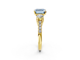Yellow gold Three-Stone Fancy Blue Asscher  Cut Diamond Pavé Band with Four-Prong Setting_2
