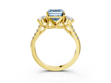 Yellow gold Three-Stone Fancy Blue Asscher  Cut Diamond Pavé Band with Four-Prong Setting_3