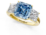 Yellow gold Three-Stone Fancy Blue Asscher  Cut Diamond Ring with Channel-Set Band and Four-Prong Setting_23