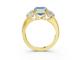 Yellow gold Three-Stone Fancy Blue Asscher  Cut Diamond Ring with Channel-Set Band and Four-Prong Setting_25