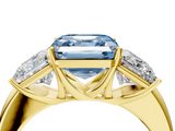 Yellow gold Three-Stone Fancy Blue Asscher  Cut Diamond Ring with Channel-Set Band and Four-Prong Setting_26