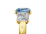 Yellow gold Three-Stone Fancy Blue Asscher  Cut Diamond Ring with Channel-Set Band and Four-Prong Setting_27