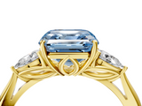 Yellow gold Three-Stone Fancy Blue Asscher  Cut Diamond Ring with Pear Side Stones in Four-Prong Setting_21