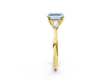 Yellow gold Three-Stone Fancy Blue Asscher Cut Diamond Ring with Pear  Side Stones in Four-Prong Setting_50