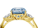 Yellow gold Three-Stone Fancy Blue Asscher Cut Diamond Ring with Pear  Side Stones in Four-Prong Setting_52