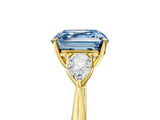 Yellow gold Three-Stone Fancy Blue Asscher Cut Diamond Ring with Pear  Side Stones in Four-Prong Setting_53