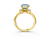 Yellow gold Three-Stone Fancy Blue Asscher  Cut Diamond Solitaire with Prong Setting and Classic Band_3