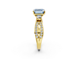 Yellow gold Three-Stone Fancy Blue Asscher  Cut Diamond Twist Band with Prong Setting_19