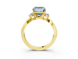 Yellow gold Three-Stone Fancy Blue Asscher  Cut Diamond Twist Band with Prong Setting_20
