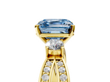 Yellow gold Three-Stone Fancy Blue Asscher  Cut Diamond Twist Band with Prong Setting_22