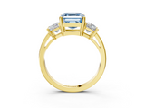 Yellow gold Three-Stone Fancy Blue Asscher  Cut Solitaire Ring with Prong Setting_6