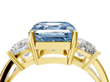 Yellow gold Three-Stone Fancy Blue Asscher  Cut Solitaire Ring with Prong Setting_7