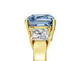 Yellow gold Three-Stone Fancy Blue Asscher  Cut Solitaire Ring with Prong Setting_8
