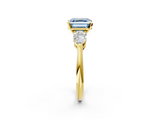 Yellow gold Three-Stone Fancy Blue Asscher  Diamond Ring with Pear Side Stones in Four-Prong Setting_24
