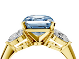 Yellow gold Three-Stone Fancy Blue Asscher  Diamond Ring with Pear Side Stones in Four-Prong Setting_26