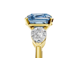 Yellow gold Three-Stone Fancy Blue Asscher  Diamond Ring with Pear Side Stones in Four-Prong Setting_27