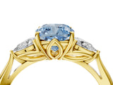 Yellow gold Three-Stone Fancy Blue Cushion Cut Brilliant Diamond Solitaire Ring with Tapered Band and Four-Prong Setting_10